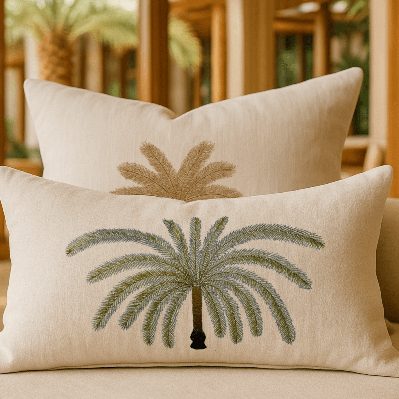Island Vibes at Home: How a Palm Tree Pattern Linen Pillow Can Transform Your Summer&nbsp;Space