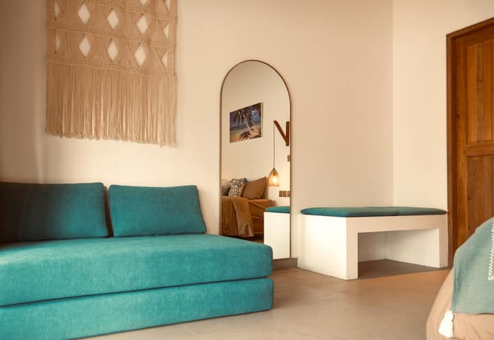 Convertible sofa bed in bedroom two.